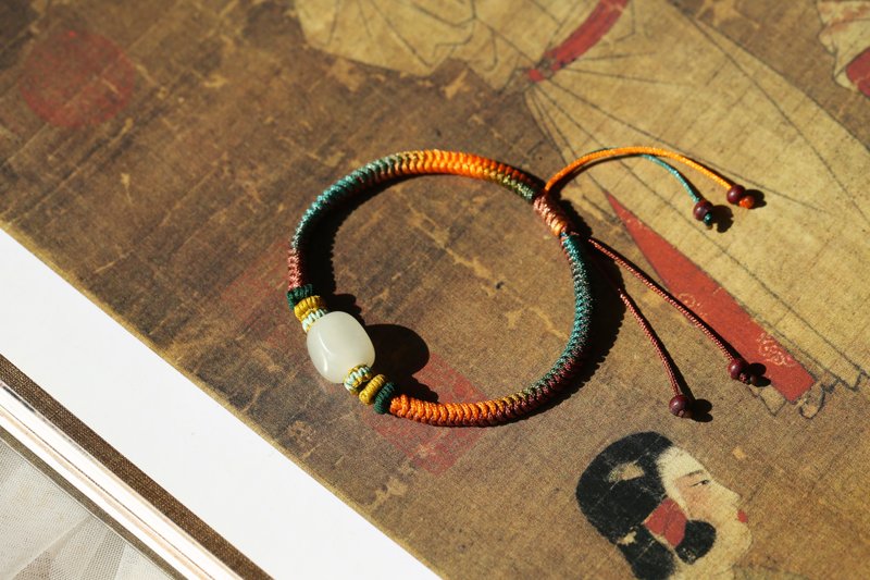 【敦煌色系】好运手绳手链手环/金刚结编织绳红绳手链转运珠 - 手链/手环 - 玉石 多色