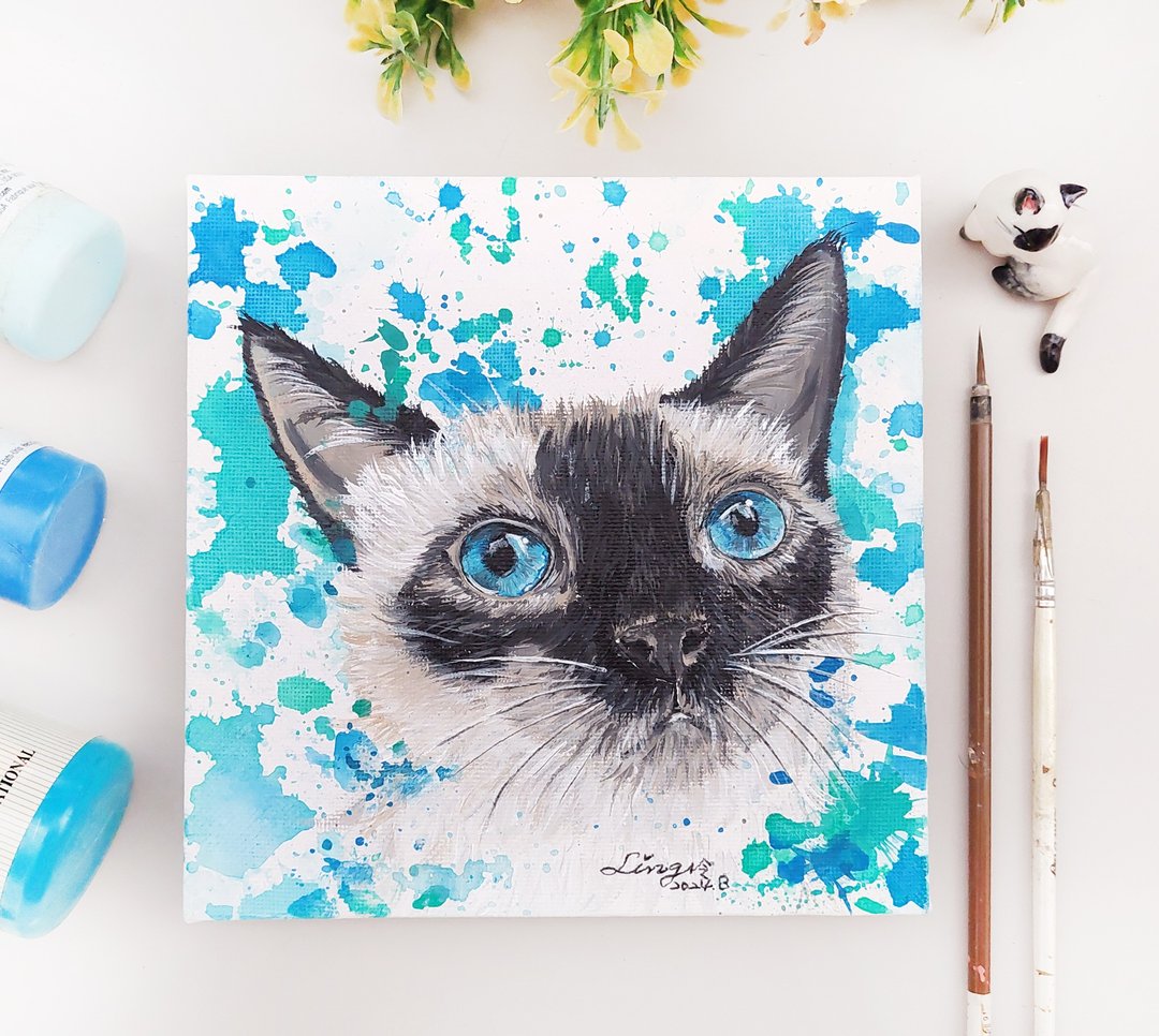 定制手绘宠物画/压克力画/猫/ - 订制画像 - 其他材质 多色