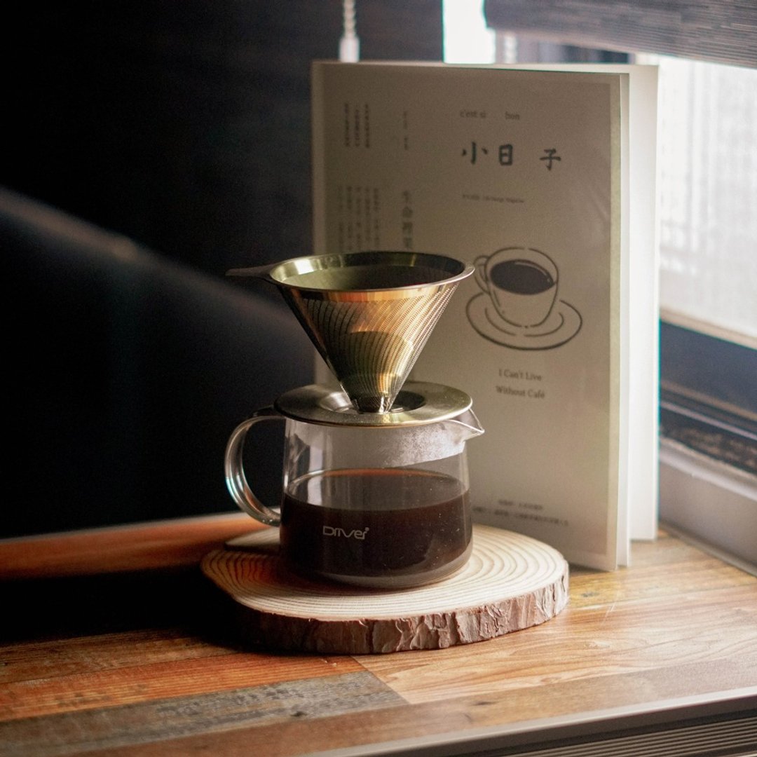 人气热销咖啡滤杯壶组丨 Driver 钛黄金流速 MOKA 滤杯壶组 1-2cup - 咖啡壶/周边 - 其他金属 金色