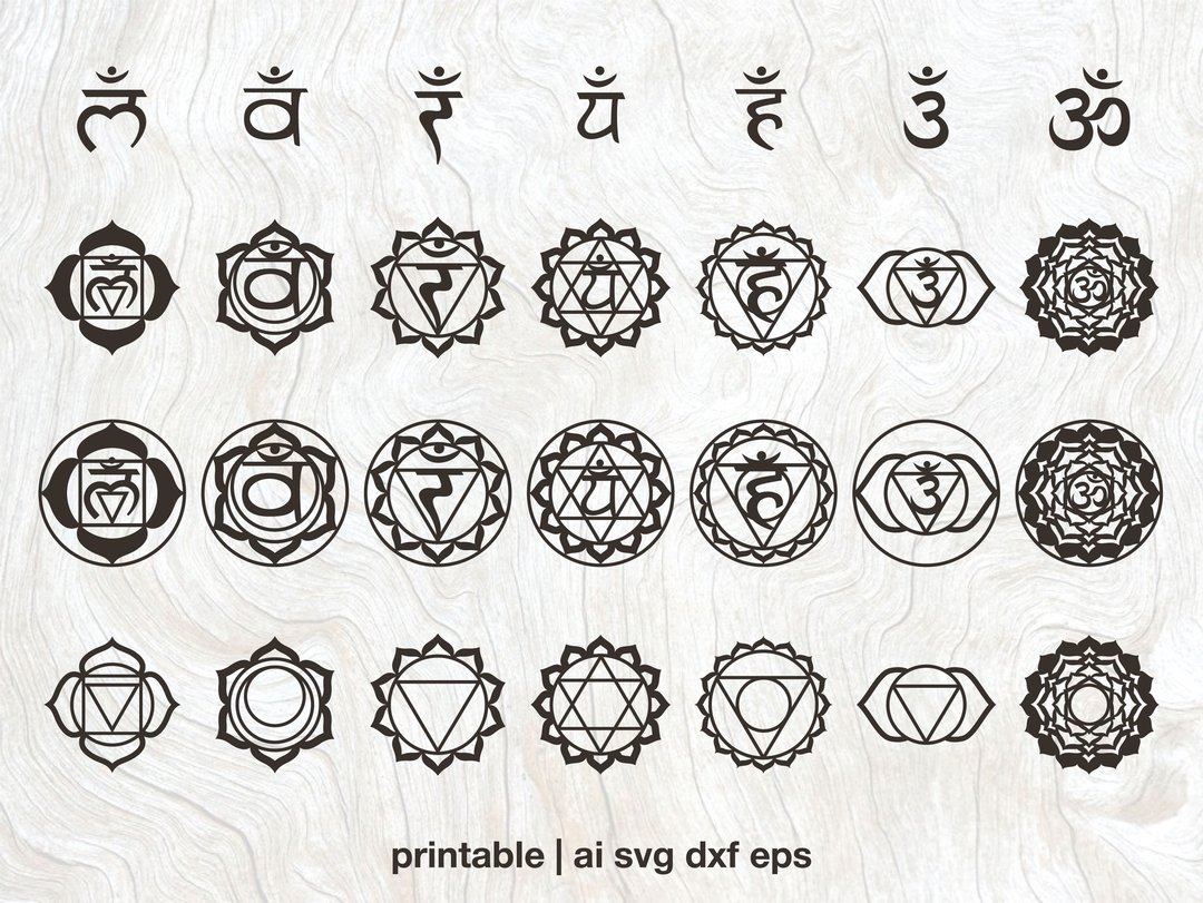 Chakras Vector, Chakra svg chakra art sacral chakra laser cut svg png dxf ai eps - 图文模板设计 - 其他材质 