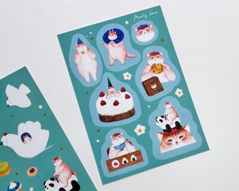 【全都是喵胖A款】防水合成雾面贴纸 - 贴纸 - 纸 