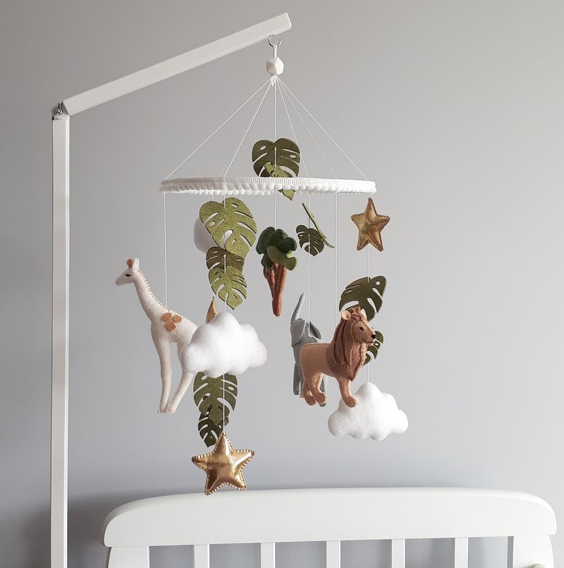 Safari baby mobile, Tropical jungle mobile, Savanna baby mobile, Nursery Mobile - 玩具/玩偶 - 其他材质 绿色