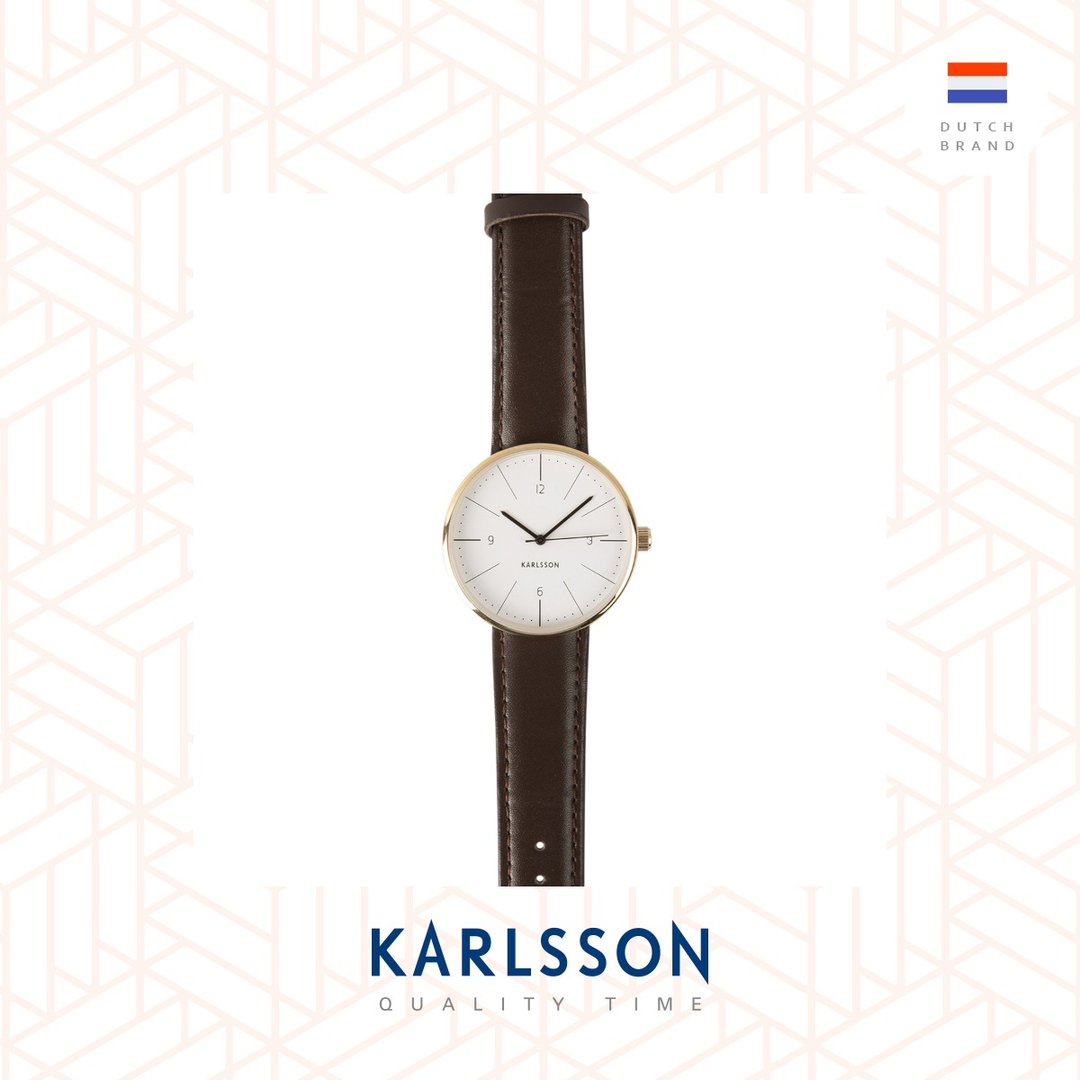 荷兰Karlsson 男装白刻度Normann 40mm皮带系列 日常配搭简约设计 - 男表/中性表 - 其他金属 白色
