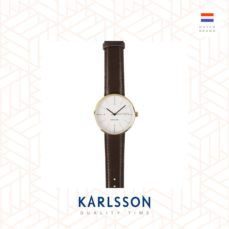 荷兰Karlsson 男装白刻度Normann 40mm皮带系列 日常配搭简约设计 - 男表/中性表 - 其他金属 白色