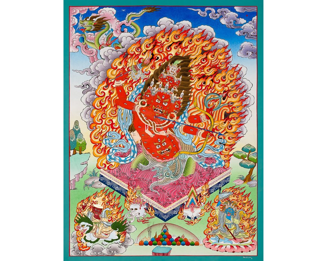 真实的罗睺唐卡 - 手工制作的克服障碍之道 - 墙贴/壁贴 - 其他材质 多色