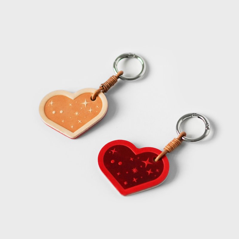 HUANGS 艹一田人【NFC 功能】爱心钥匙圈 吊饰 礼物 - 吊饰 - 真皮 红色