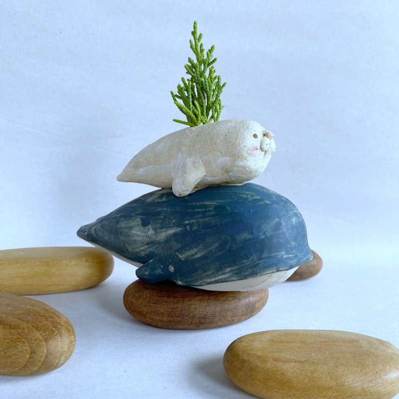 蓝鲸与海豹花瓶 / 手工陶瓷 - 花瓶/陶器 - 陶 多色