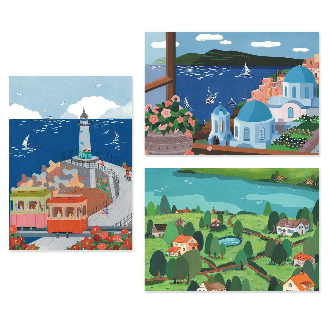 旅行风景画明信片 v3 - 卡片/明信片 - 纸 