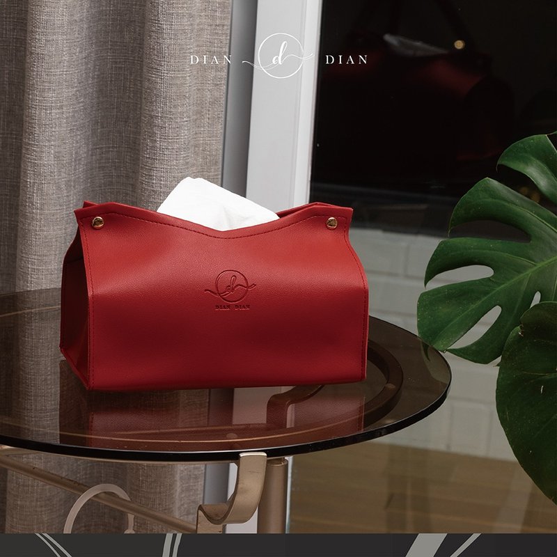 北欧风质感皮革面纸盒 - 摆饰 - 其他材质 红色