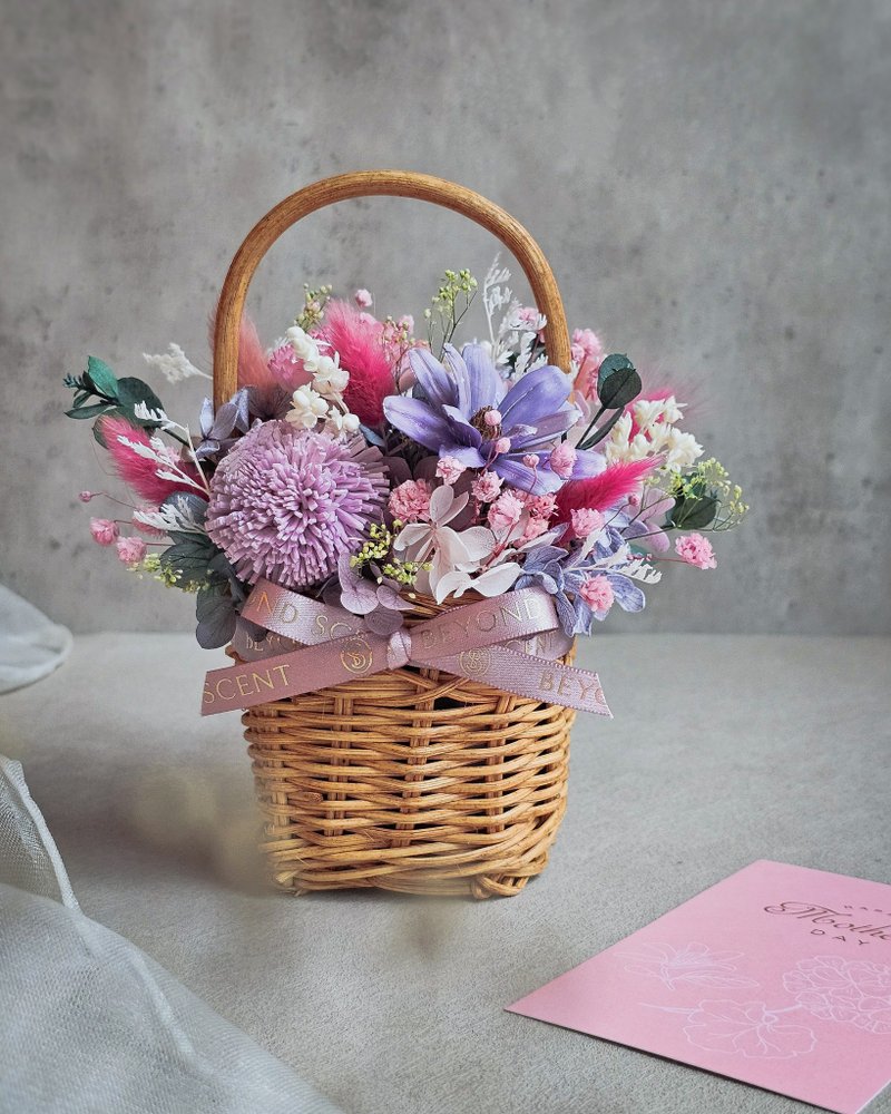 春日扩香小花篮【成品/材料包】 - 植栽 - 植物．花 粉红色