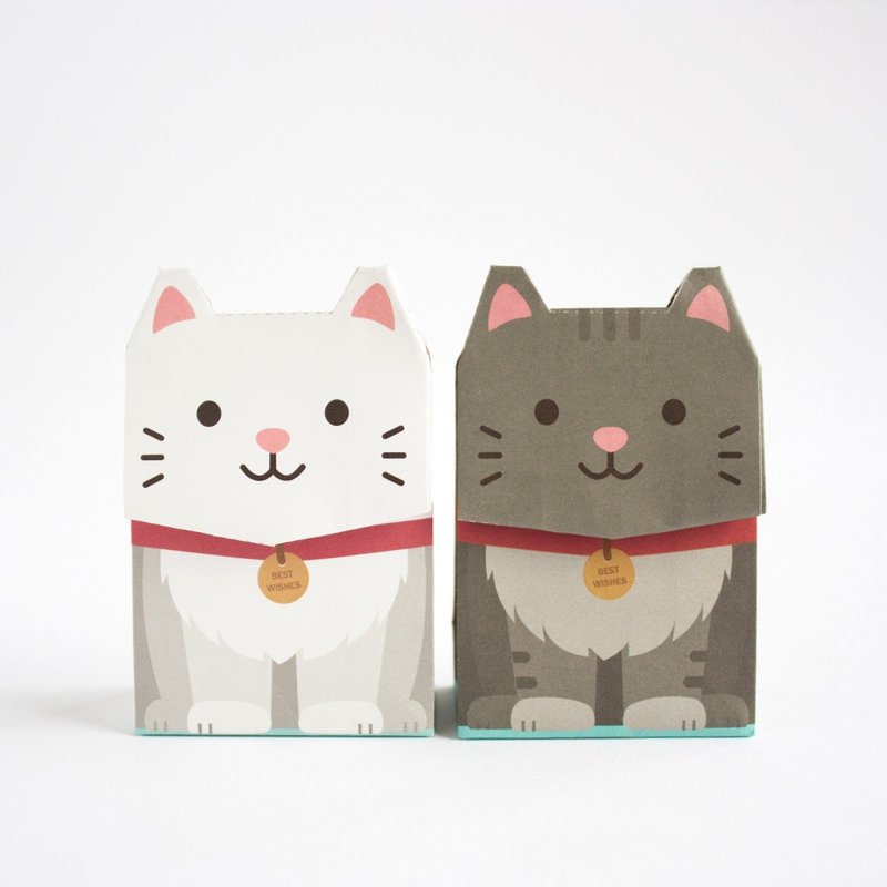 动物礼物包装纸袋- 白猫灰猫 (S尺寸) - 木工/竹艺/纸艺 - 纸 
