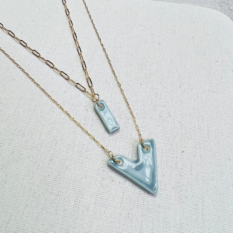 Minimalism 陶瓷项链  Mist Blue Geometry  圣诞 派对 礼物 包装 - 项链 - 瓷 灰色