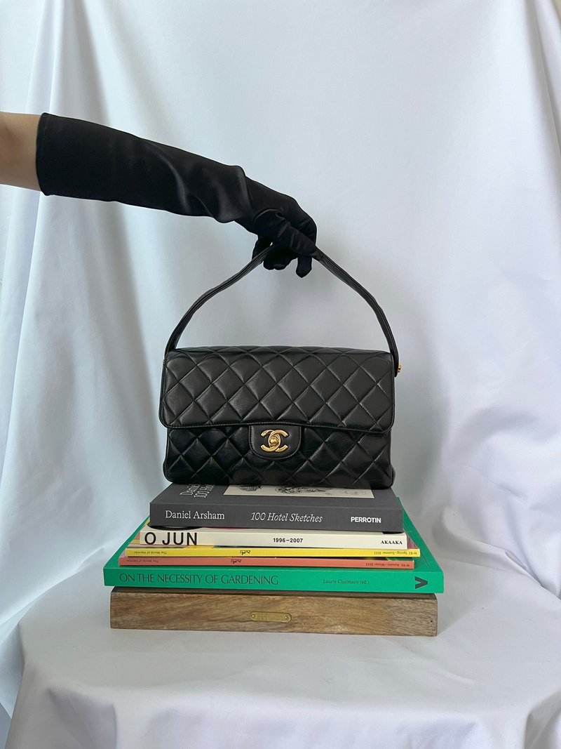 Chanel Vintage Double Classic Flap Bag 双子星中古侧背包 - 侧背包/斜挎包 - 真皮 黑色