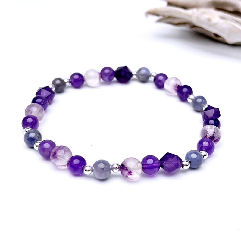 紫岚。手串 疗愈 稳定 贵人 I 紫千层萤石 紫水晶 坦桑石 I - 手链/手环 - 宝石 多色