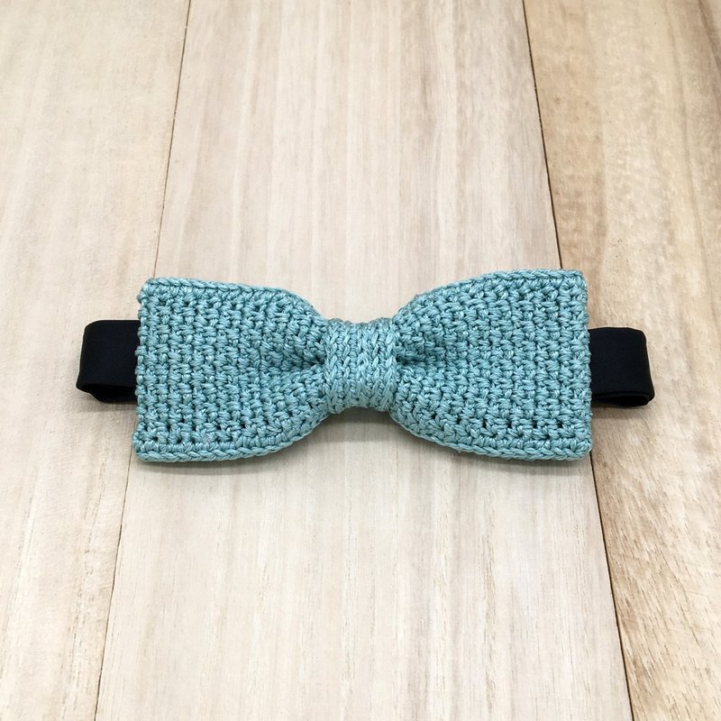 Turquoise Adjustable Bow Tie - Crochet Bow Ties made of Premium Egypt Silk Yarn - 领结/领巾 - 棉．麻 多色