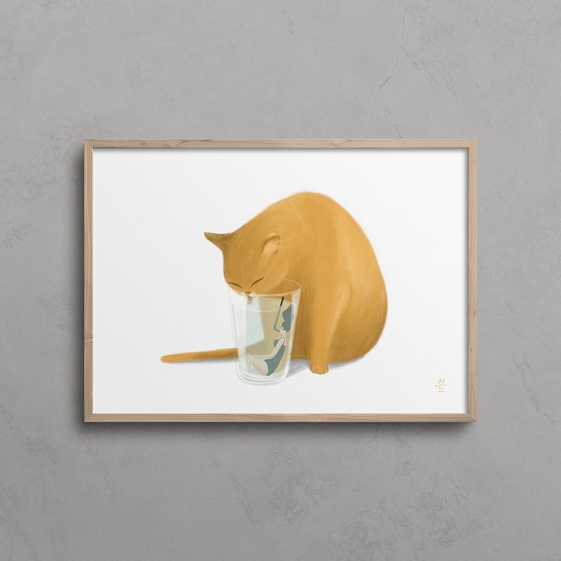 【装饰画】没事猫喝水 - 海报/装饰画/版画 - 纸 