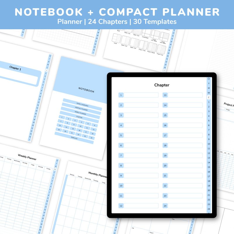 Digital Notebook and Compact Planner | Blue | Hyperlink - 电子手帐及素材 - 其他材质 