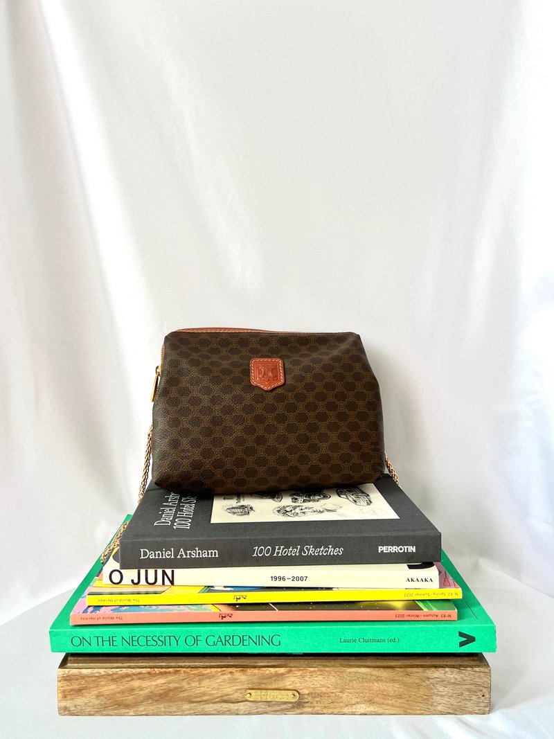 Celine Medieval Bag 啡色凯旋门侧斜肩包手提袋 日本中古二手 - 侧背包/斜挎包 - 真皮 咖啡色