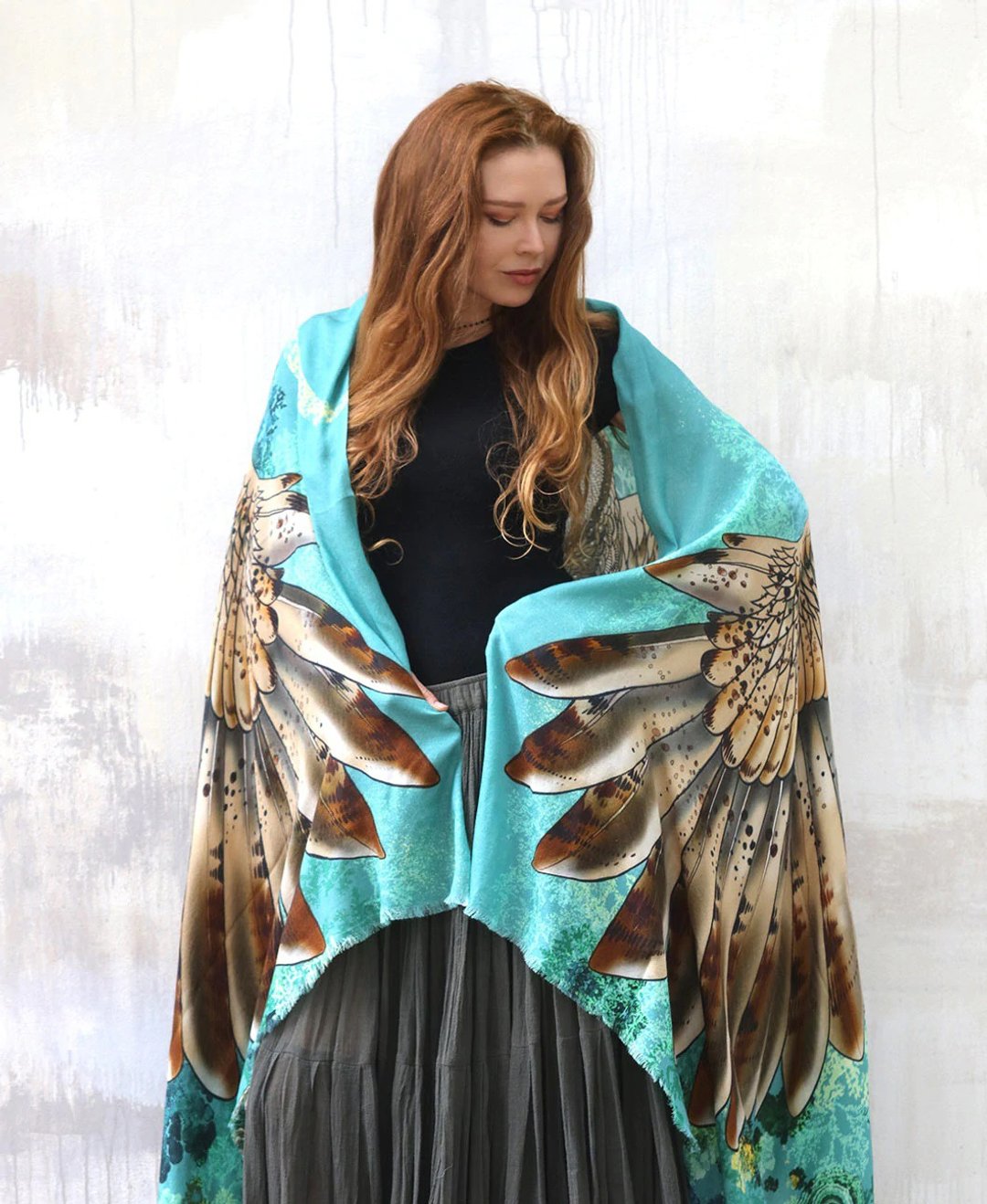 NEW MOON OWL SHAWL - 丝巾 - 棉．麻 