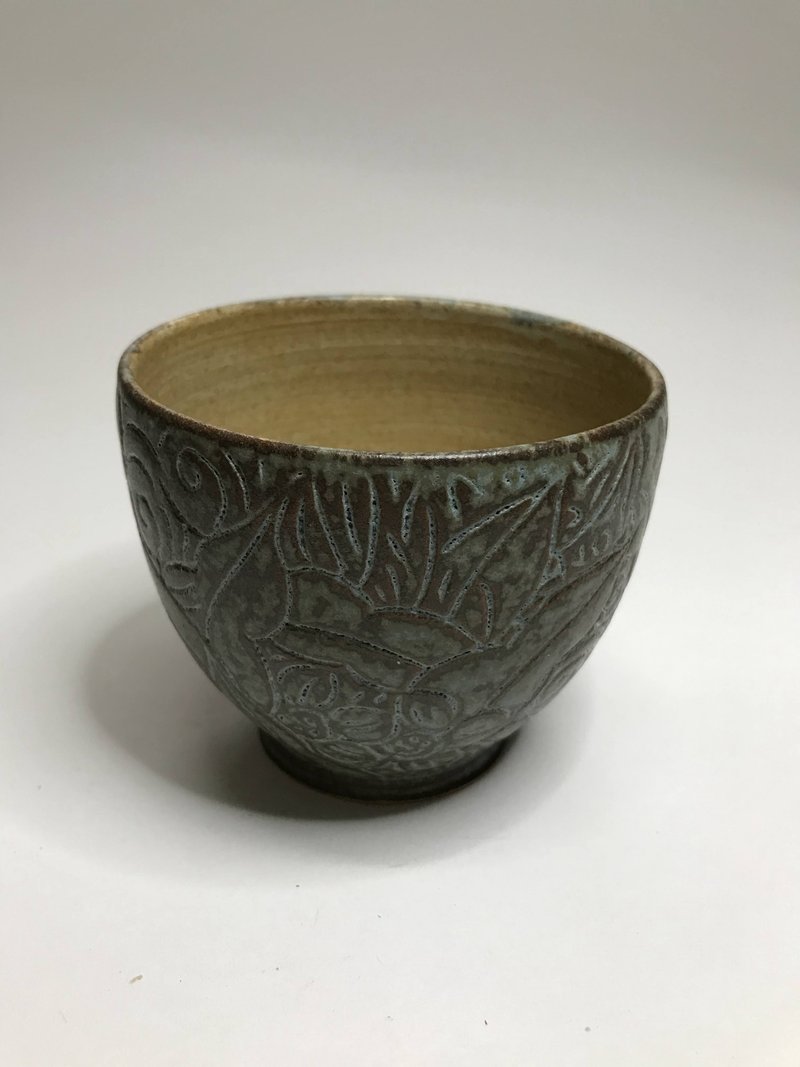 曾永鸿  灰釉刻花杯 - 茶具/茶杯 - 陶 