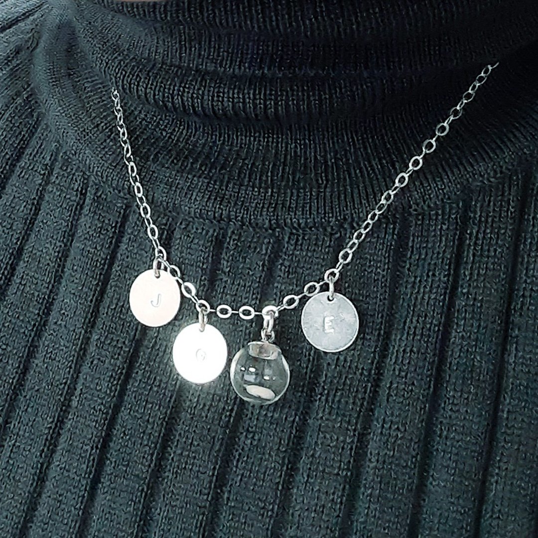 925纯银字母项链 手链 定制化姓名刻字敲字 alphabet necklace - 项链 - 纯银 银色