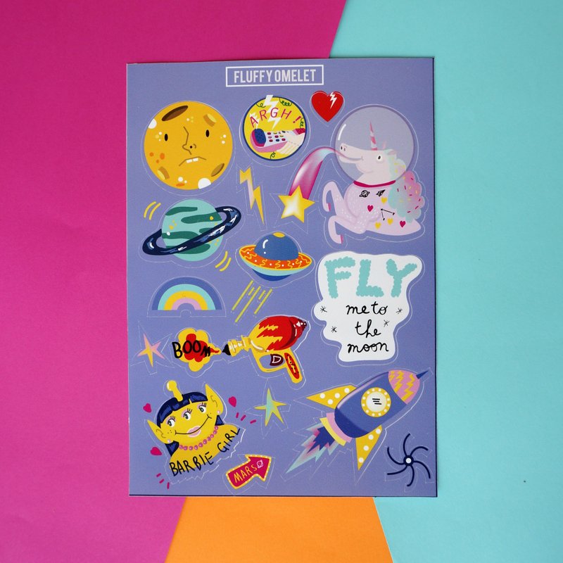 STICKER GALAXY SET - 贴纸 - 纸 紫色