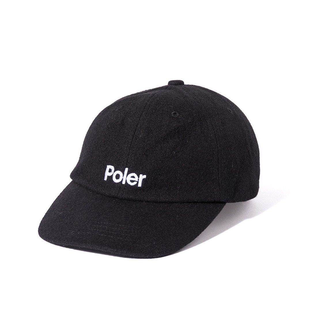 日本限定 POLER WOOL EMB BASEBALL CAP 羊毛EMB棒球帽 / 黑 - 帽子 - 羊毛 黑色