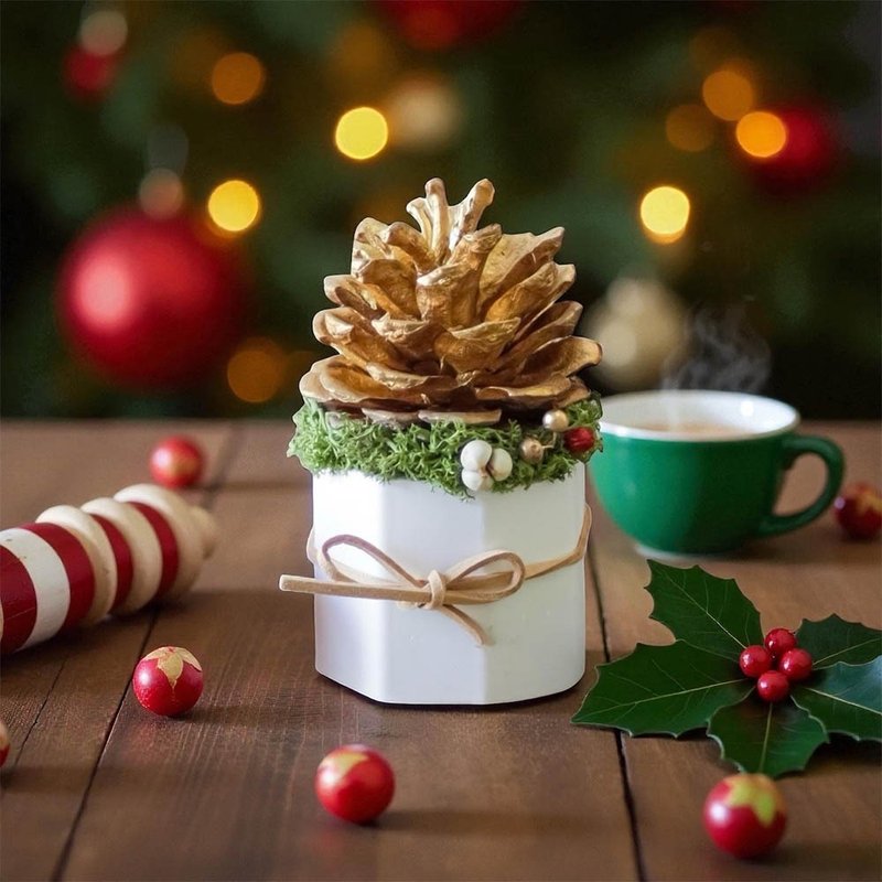 Lucky Pinecone 圣诞闪金松果扩香(赠送5ml香氛油) - 香薰/精油/线香 - 植物．花 卡其色