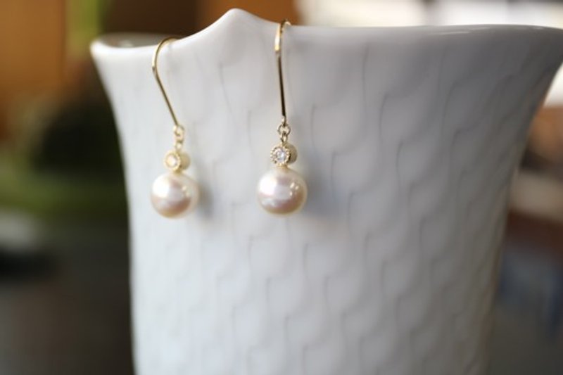 Akoya 珍珠/钩形耳针 - 耳环/耳夹 - 宝石 