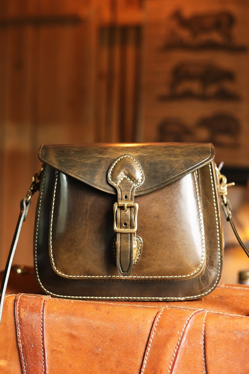 意大利头层植鞣牛皮 美式复古马鞍包 - 侧背包/斜挎包 - 真皮 多色