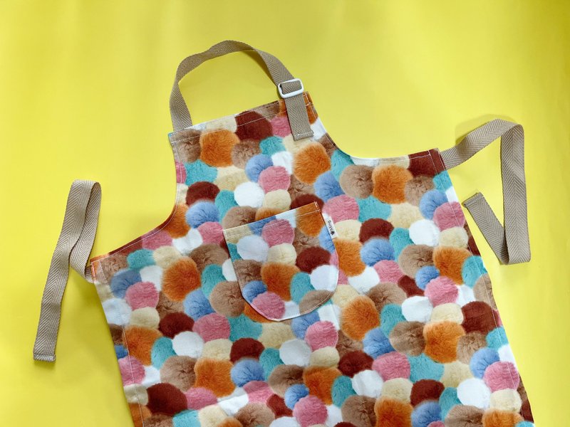 限量小毛球儿童万用围裙 - 围裙 - 棉．麻 咖啡色