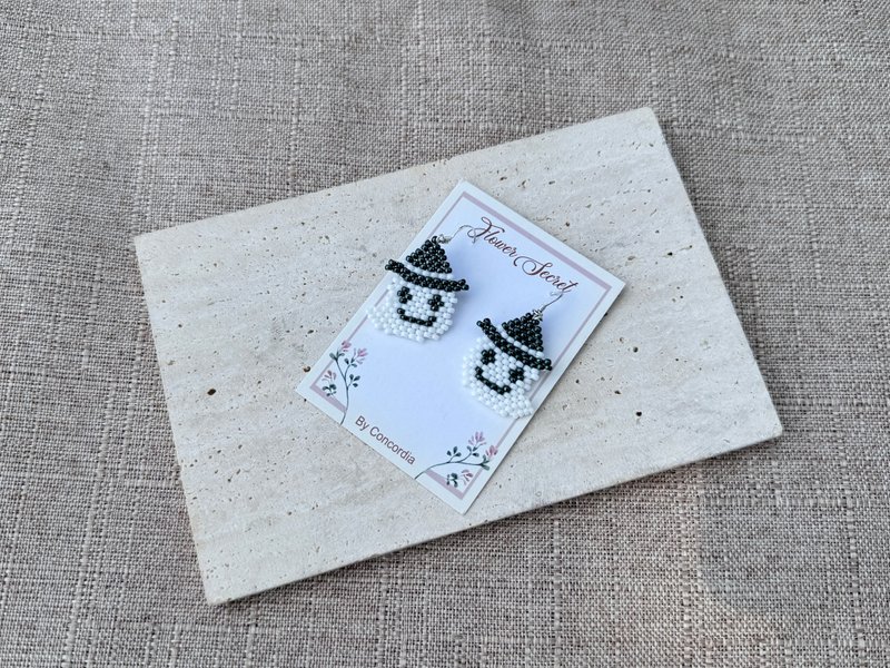 240625 miyuki 串珠 耳环 万圣节限定 - 项链 - 半宝石 白色