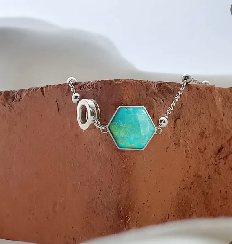 行星-朱彼特 天然绿松石手链 - 手链/手环 - 纯银 蓝色