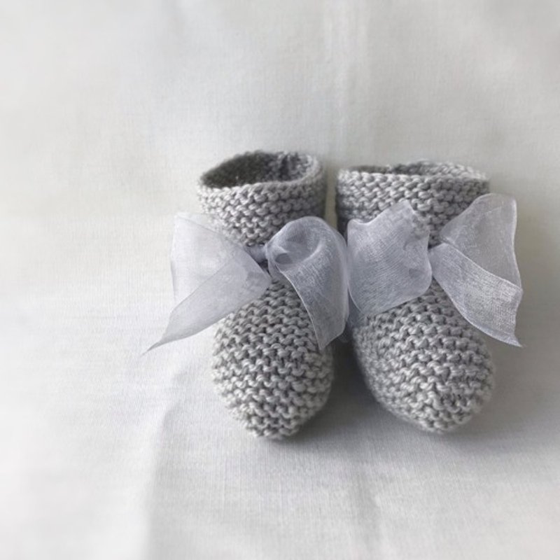 婴儿靴 羊毛 x 丝灰 - 童装鞋 - 棉．麻 