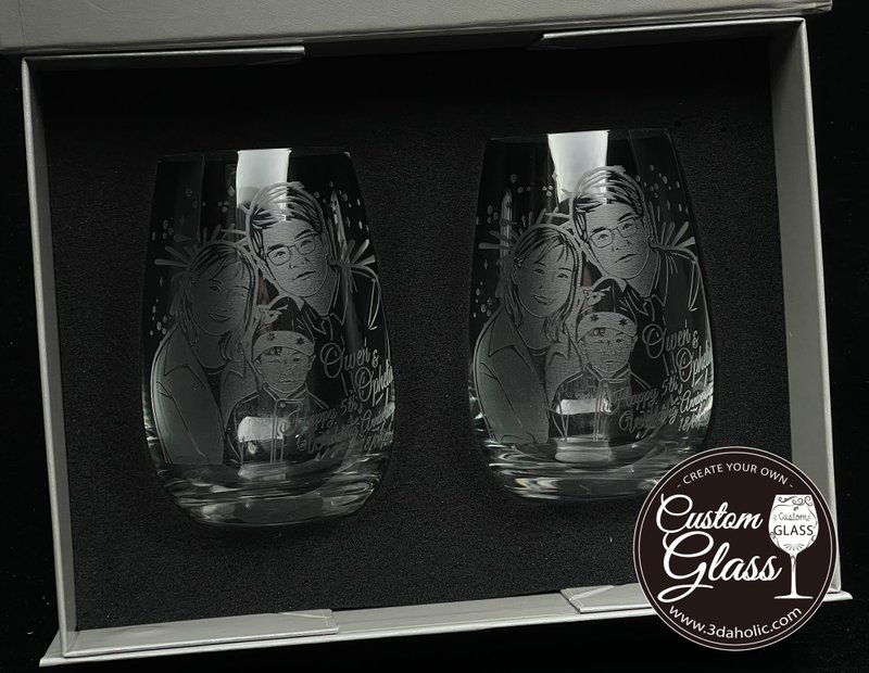 【定制化订制】人像威士忌杯雕刻(一对) - 真人相片酒杯雕刻 - 酒杯/酒器 - 玻璃 透明