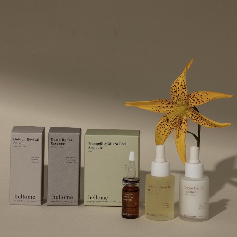 保湿焕肤发光组-抛光安瓶10ml+水乳精华30ml+精萃油30ml - 旅行套装 - 玻璃 多色