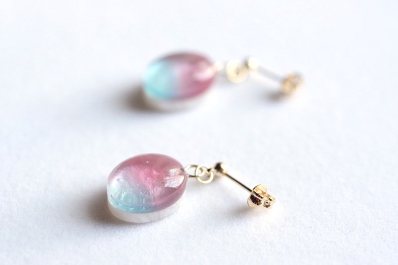 树脂艺术椭圆耳针大气 - 耳环/耳夹 - 树脂 蓝色