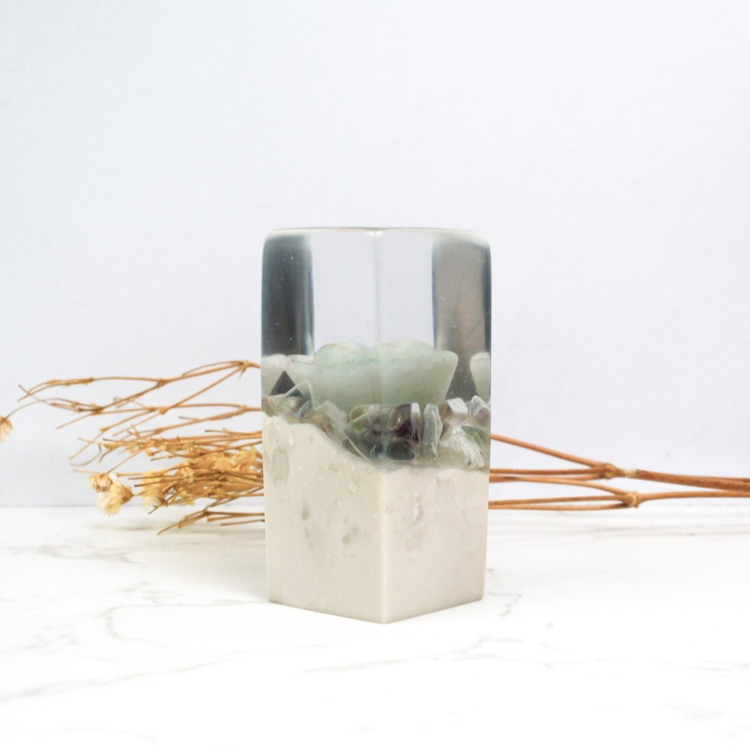 定制化手工印章-|天然翡翠元宝树脂印章 1.7x1.7 CM|手工篆刻印章 - 印章/印台 - 石头 