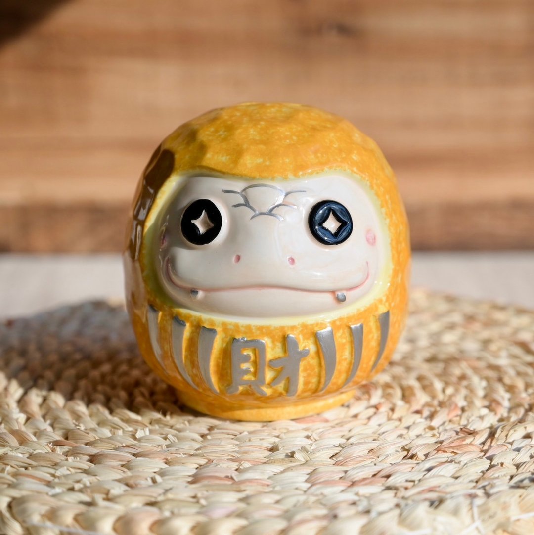 财蛇陶瓷存钱筒/黄银/蛇年新品/开运招财/赠送小斗方春联一张 - 储蓄罐 - 陶 黄色