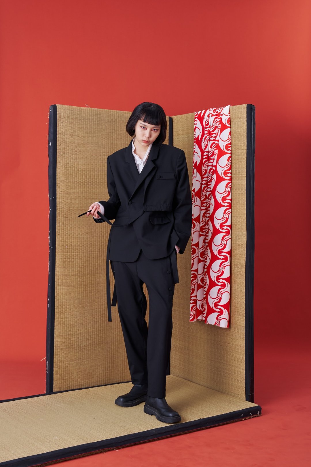 西装外套/门襟解构/特殊设计/24AW-INF - 男装外套 - 聚酯纤维 黑色