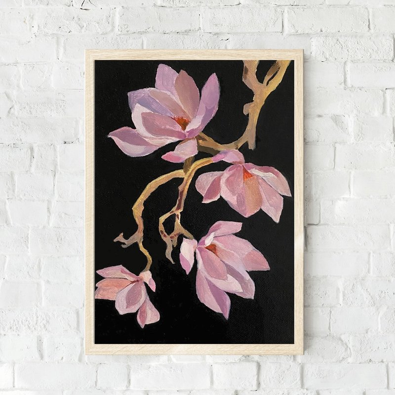 玉兰原画花墙艺术油画礼物艺术家居装饰 - 墙贴/壁贴 - 棉．麻 黑色