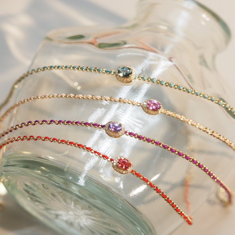18K金宝石光束手链 18K Gold Gemstone Beam Bracelet - 手链/手环 - 贵金属 