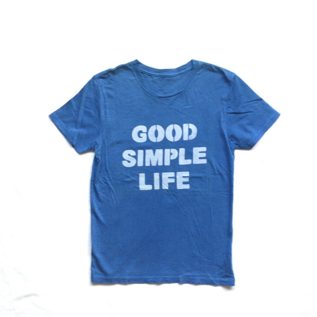 Hand-dyed indigo dye made in Japan GOOD SIMPLE LIFE --Indigo dye organic cotton - 女装 T 恤 - 棉 蓝色