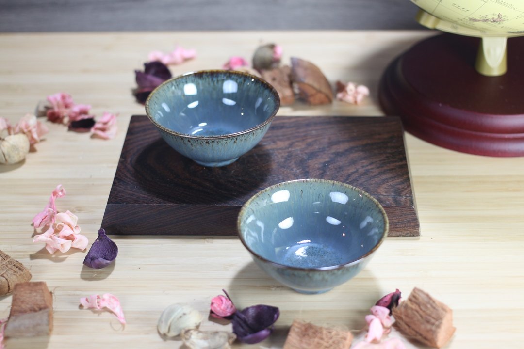 【沐春生活】100ml 天目对杯 斗笠茶杯 酒杯 莺歌叶敏祥作 - 茶具/茶杯 - 瓷 
