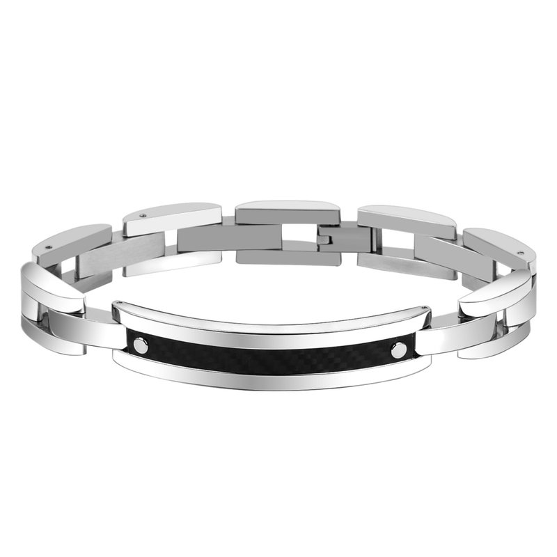 不锈钢黑色碳纤维手链 - 袖扣 - 其他金属 银色