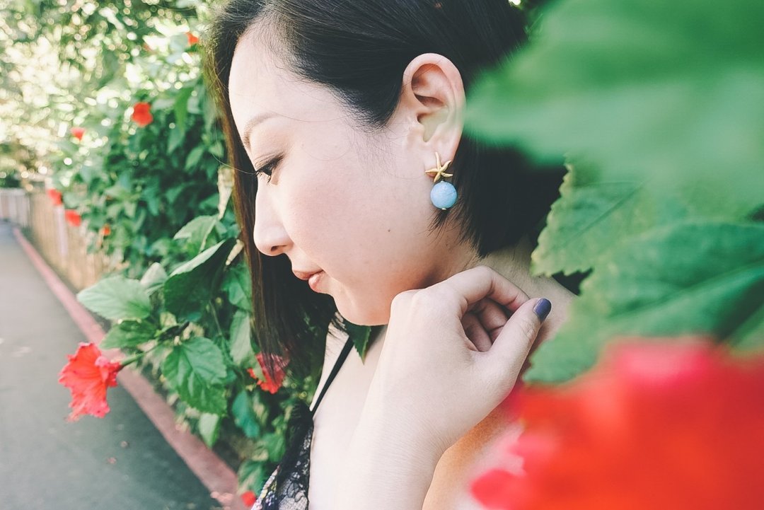 淡蓝色玛瑙 福塔雷萨系列 海星耳环 - 耳环/耳夹 - 纯银 蓝色