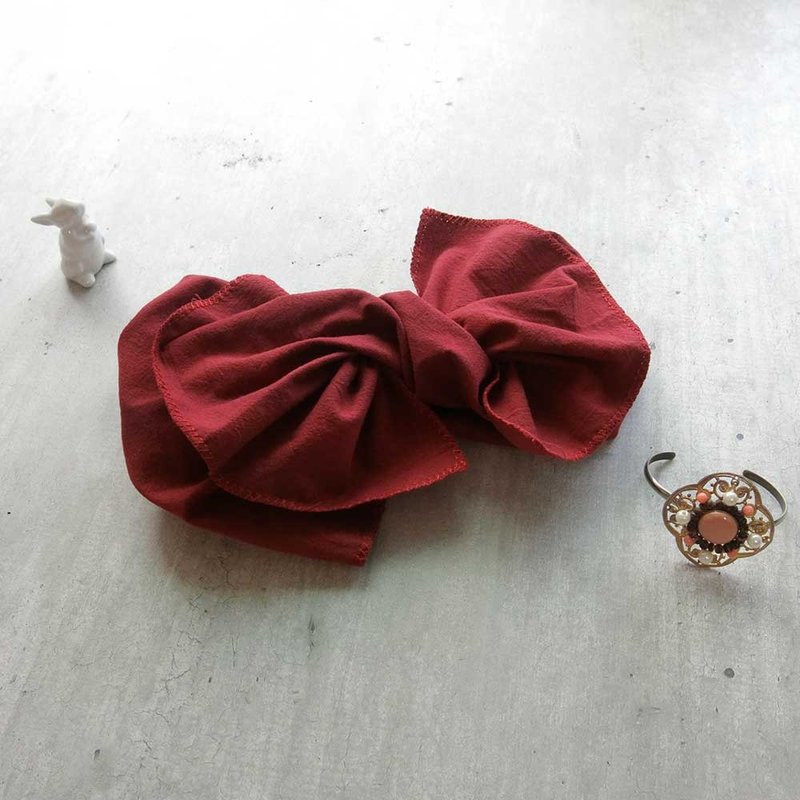 【壳艺品】巨蝶发带(日本古布暗红款) - 发饰 - 棉 红色