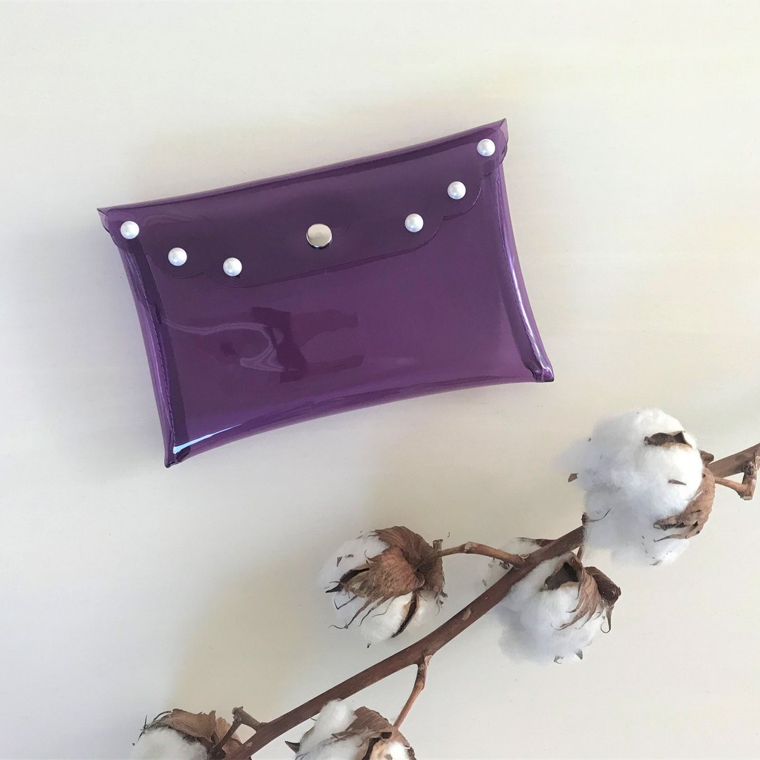 PVC scalar stud flat pouch lavender - 化妆包/杂物包 - 其他材质 紫色