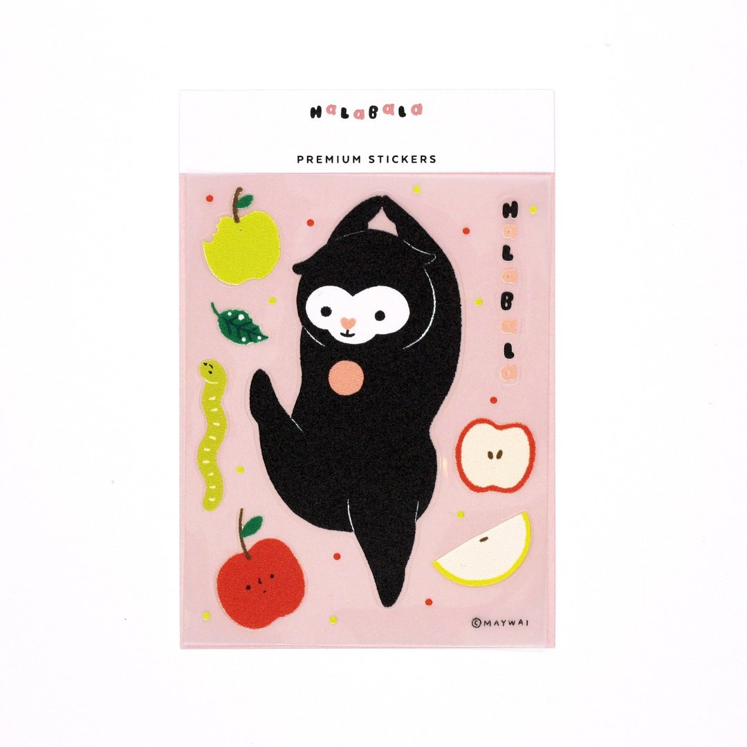 Halabala - 高级贴纸 - 苹果 - 贴纸 - 塑料 黑色