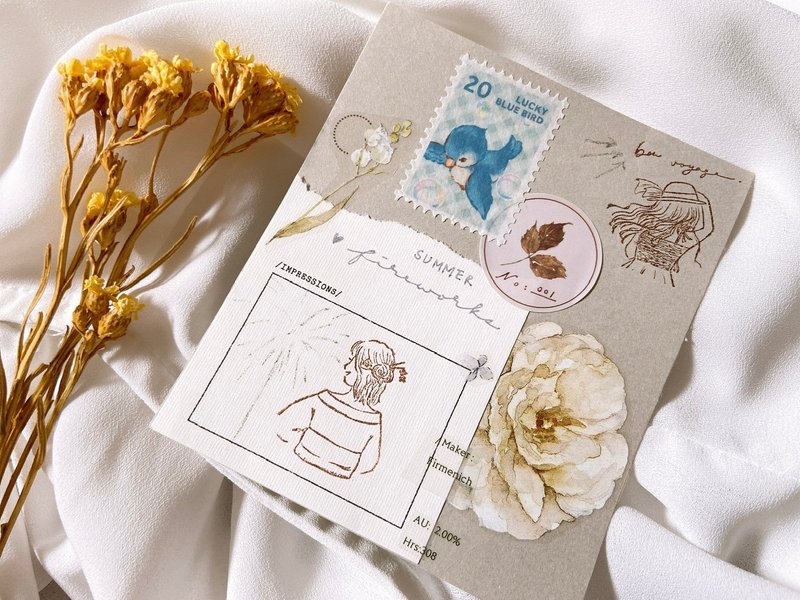 fluffyfruity 浴衣 花火祭 夏日 疗愈文具印章 香港原创设计 手帐 - 印章/印台 - 木头 卡其色